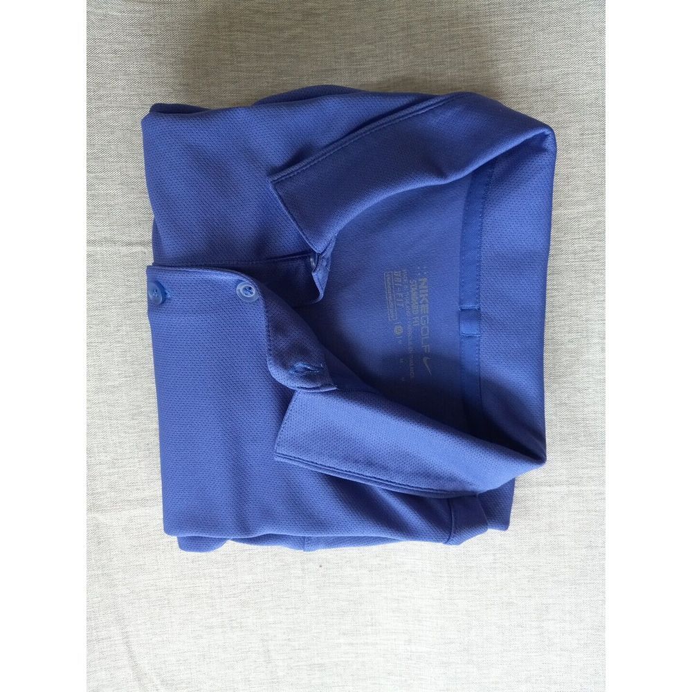 Nike Golf Men's Dri-FIT Medium Short Sleeve Standard Fit Herringbone Blue‎ Polo - Picture 4 of 12
